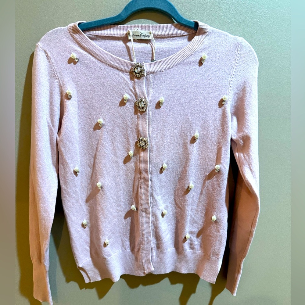 Cashmere Company Pink Embellished Cardigan – Made in Italy
✨ Size 42 (Medium)